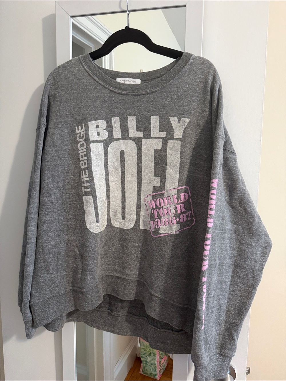 Daydreamer Gray Crewneck Oversized Sweatshirt with Pink Tour Details